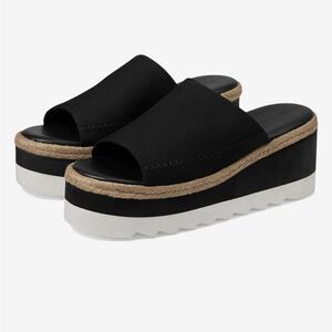 Free People Santorini‎ Espadrille Platform Leather Sandals Black 7.5 New In Box